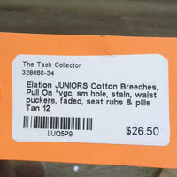 JUNIORS Cotton Breeches, Pull On *vgc, sm hole, stain, waist puckers, faded, seat rubs & pills
