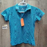 JUNIORS SS Polo Shirt, 1/4 Button Up *gc, faded, rubs
