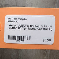 JUNIORS SS Polo Shirt, 1/4 Button Up *gc, faded, rubs
