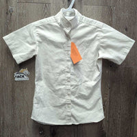 JUNIORS SS Show Shirt *NO Collar, gc, dingy, older, seam puckers, mnr loose button threads, rubs, pills, linty
