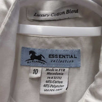 JUNIORS SS Show Shirt *NO Collar, gc, dingy, older, seam puckers, mnr loose button threads, rubs, pills, linty
