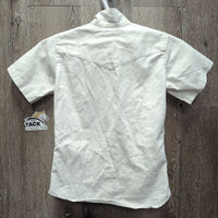 JUNIORS SS Show Shirt *NO Collar, gc, dingy, older, seam puckers, mnr loose button threads, rubs, pills, linty
