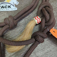 Thick Nylon Rope Halter, tassle, rawhide wrapped nose *xc, mnr dirty
