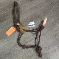 Thick Nylon Rope Halter, tassle, rawhide wrapped nose *xc, mnr dirty
