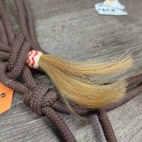 Thick Nylon Rope Halter, tassle, rawhide wrapped nose *xc, mnr dirty
