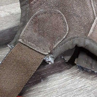JUNIORS Hvy Suede Half Chaps *gc, clean, stain, mnr dirt, faded, rubs, v.rubbed holey corners

