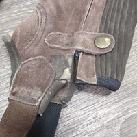 JUNIORS Hvy Suede Half Chaps *gc, clean, stain, mnr dirt, faded, rubs, v.rubbed holey corners
