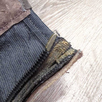 JUNIORS Hvy Suede Half Chaps *gc, clean, stain, mnr dirt, faded, rubs, v.rubbed holey corners
