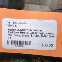 JUNIORS Pr Winter Paddock Boots, Laces *vgc, clean, mnr hairy, stains & rubs, older
