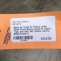 Pr Fleece Lined Open Front Boots, posts & velcro *vgc, mnr hair, dirt, stains, scuffs
