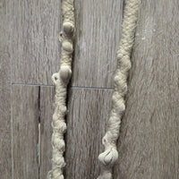 Thick Headstall, Hackamore, Rope Loop Reins, Snaps *gc/fair, NO Throat, rubs, stains, popped nylon, scrapes
