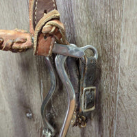 Thick Headstall, Hackamore, Rope Loop Reins, Snaps *gc/fair, NO Throat, rubs, stains, popped nylon, scrapes
