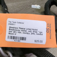 Fleece Lined Nylon Breakaway Halter, adj, snap *vgc, mnr dirt, hair, clumpy, pills, residue
