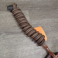 Nylon Wide Rope Halter, lead rope, adj, snap *xc/vgc, clean, plating, scuffs, frays, xholes
