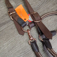 Nylon Wide Rope Halter, lead rope, adj, snap *xc/vgc, clean, plating, scuffs, frays, xholes
