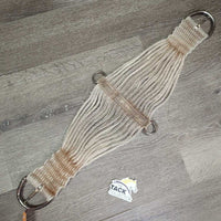 27 Strand String Roper Cinch, d rings *gc/fair, older, v.hairy, dingy, pilly, stained, rust
