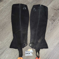 Microsuede Synthetic Half Chaps *gc/fair, clean & dirty, rubs, faded, hairy, dusty, peeling
