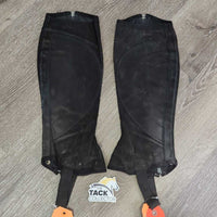 Microsuede Synthetic Half Chaps *gc/fair, clean & dirty, rubs, faded, hairy, dusty, peeling
