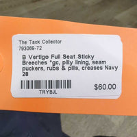 Full Seat Sticky Breeches *gc, pilly lining, seam puckers, rubs & pills, creases
