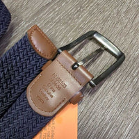 Braided Elastic Belt, Buckle, Leather Trim *like new

