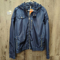 Light Jacket, Zipper, 2x Snap Off Hoods *gc, clean, stained cuffs, peeled logo
