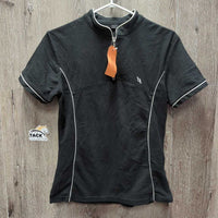 SS Shirt, 1/4 Zip Up *gc, faded, edge rubs, puckers, older, hairy, snags, pills
