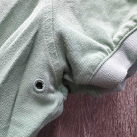 SS Polo Shirt, 1/4 Button Up *gc, faded collar, stained edges & pits, older
