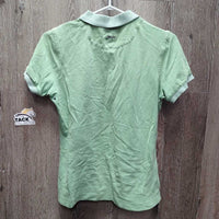 SS Polo Shirt, 1/4 Button Up *gc, faded collar, stained edges & pits, older
