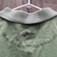 SS Polo Shirt, 1/4 Button Up *gc, faded collar, stained edges & pits, older
