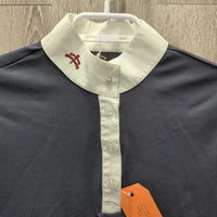 SS Show Shirt, 1/4 Button up *gc, crinkled collar, bubbled trim
