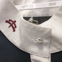 SS Show Shirt, 1/4 Button up *gc, crinkled collar, bubbled trim
