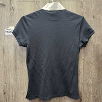 SS Show Shirt, 1/4 Button up *gc, crinkled collar, bubbled trim

