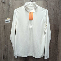 LS Hvy Sun Shirt. 1/3 Zip Up, Mesh Sleeves *gc, pits, mnr stains, older
