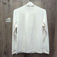 LS Hvy Sun Shirt. 1/3 Zip Up, Mesh Sleeves *gc, pits, mnr stains, older
