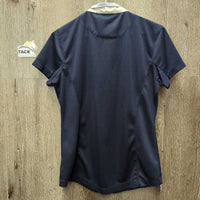SS Show Sun Shirt, 1/4 Snap Up, snap Collar, mesh pits *gc, puckered collar, snags

