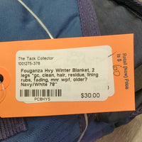 Hvy Winter Blanket, 2 legs *gc, clean, hair, residue, lining rubs, fading, mnr wpf, older?
