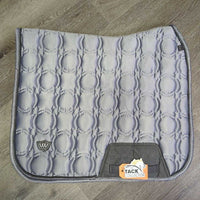 Quilt Satin Dressage Saddle Pad, 1x piping *gc/fair, clean, holey edges, cut tabs, puckers, rubs, pills, mnr hair, snags
