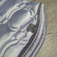 Quilt Satin Dressage Saddle Pad, 1x piping *gc/fair, clean, holey edges, cut tabs, puckers, rubs, pills, mnr hair, snags
