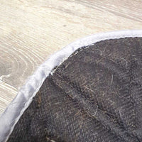 Quilt Satin Dressage Saddle Pad, 1x piping *gc/fair, clean, holey edges, cut tabs, puckers, rubs, pills, mnr hair, snags
