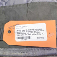 Quilt Satin Dressage Saddle Pad, 1x piping *gc/fair, clean, holey edges, cut tabs, puckers, rubs, pills, mnr hair, snags
