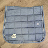 Suede Quilt Dressage Pad, 2x piping *vgc, clean, mnr hair, stains, threads, dust, rubs
