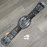 Padded Foam Center Leather - 2x Long Elastic Dressage Short Girth, D Ring *gc, dirty, hairy, creases, rubs
