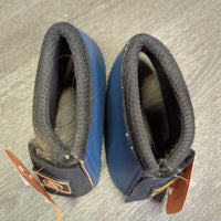 Wrap Around Leather & Neoprene Bell Boots, velcro *gc, clean, mnr pills & rubs, hair, sandy edges & velcro, cut tags
