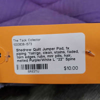 Quilt Jumper Pad, 1x piping *fair/gc, clean, stains, faded, torn edges, rubs, mnr pills, hair, melted
