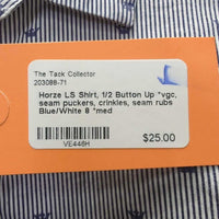 LS Shirt, 1/2 Button Up *vgc, seam puckers, crinkles, seam rubs

