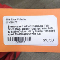 Unlined Cordura Tall Boot Bag, zipper *vgc/gc, mnr hair & stains, older, dirty inside, ?melted spot
