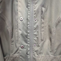 Technical Shell Riding Rain Jacket, detach hood, rear zipper vent *vgc, clean, mnr staining, rubs, threads
