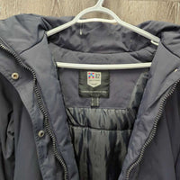 Long Hvy Winter Jacket, hood *vgc, mnr hair
