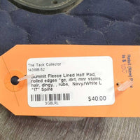 Fleece Lined Half Pad, rolled edges *gc, dirt, mnr stains, hair, dingy, rubs
