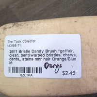 Stiff Bristle Dandy Brush *gc/fair, clean, bent/warped bristles, chews, dents, stains mnr hair
